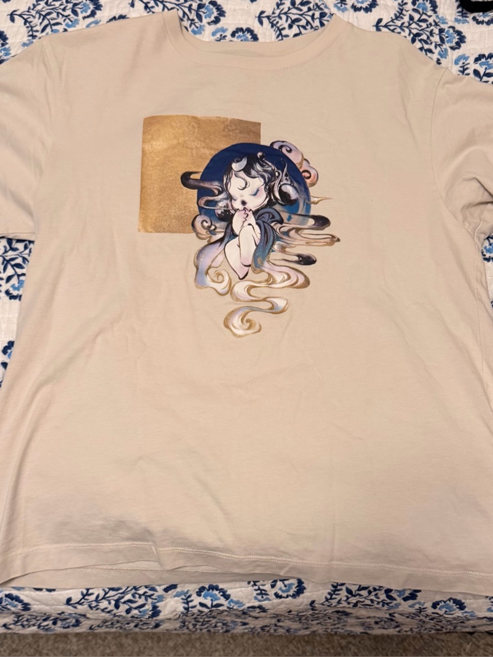 Uniqlo skull panda pop Mart cotton tee